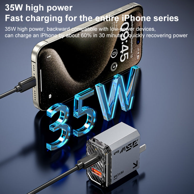 WK WP-U23 Pioneer Series 35W USB-C / Type-C, USB GaN Fast Charger, Plug Type:UK Plug(Tarnish) - free shipping - PMC TechLife - Order now!