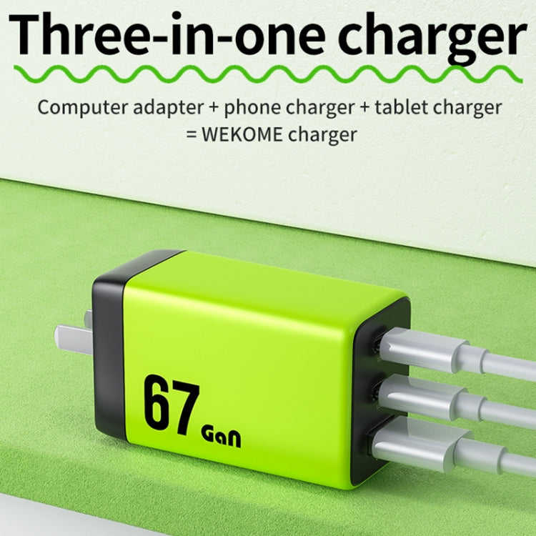 WK WP-U157 67W USB-C / Type-Cx2, USB GaN Fast Charger, Plug Type:UK Plug(Yellow) - free shipping - PMC TechLife - Order now!