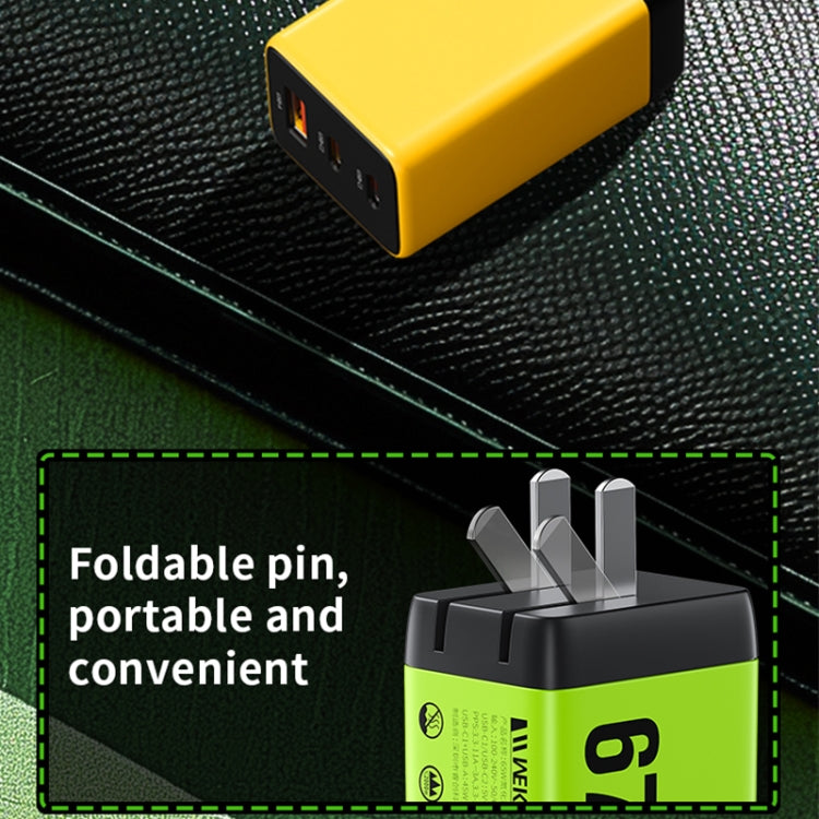 WK WP-U157 67W USB-C / Type-Cx2, USB GaN Fast Charger, Plug Type:EU Plug(Green) - free shipping - PMC TechLife - Order now!
