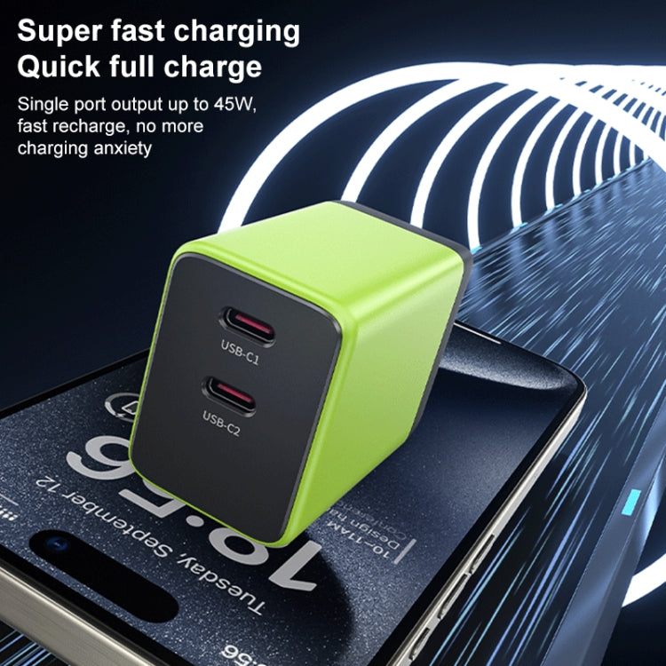 WK WP-U33 45W USB-C / Type-Cx2 GaN Fast Charger, Plug Type:EU Plug(Yellow) - free shipping - PMC TechLife - Order now!