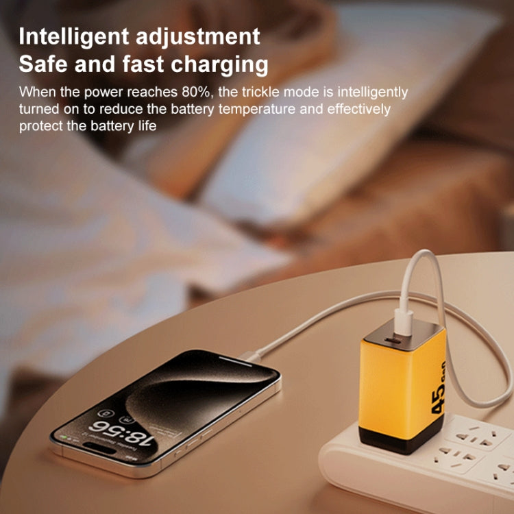 WK WP-U33 45W USB-C / Type-Cx2 GaN Fast Charger, Plug Type:EU Plug(Yellow) - free shipping - PMC TechLife - Order now!