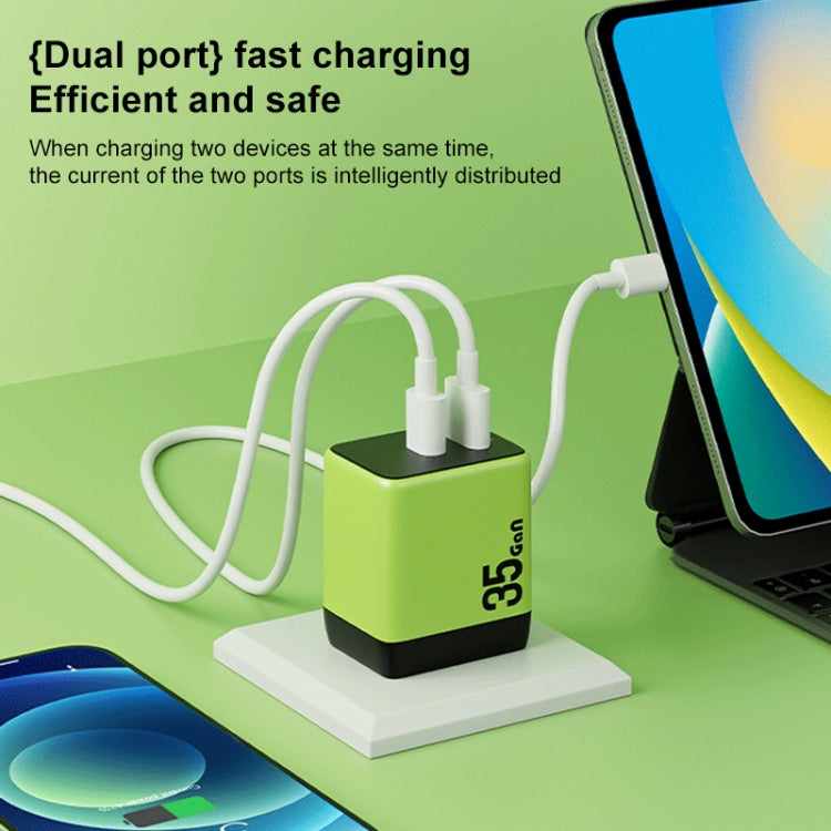 WK WP-U36 35W USB-C / Type-C, USB GaN Fast Charger, Plug Type:EU Plug(Green) - USB Charger by WK | Online Shopping South Africa | PMC TechLife | Buy Now Pay Later Mobicred
