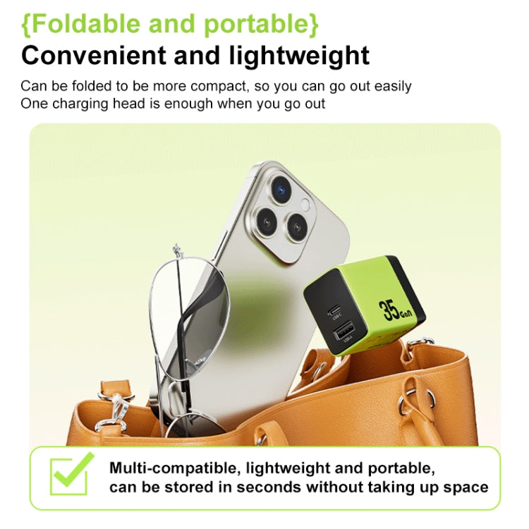 WK WP-U36 35W USB-C / Type-C, USB GaN Fast Charger, Plug Type:EU Plug(Green) - USB Charger by WK | Online Shopping South Africa | PMC TechLife | Buy Now Pay Later Mobicred