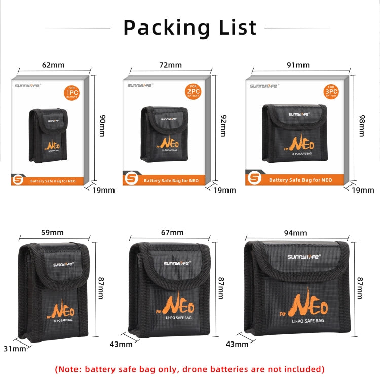 For DJI Neo Sunnylife Battery Explosion-proof Safe Bag Protective Li-Po Safe Bag(For 2pcs Batteries) - free shipping - PMC TechLife - Order now!