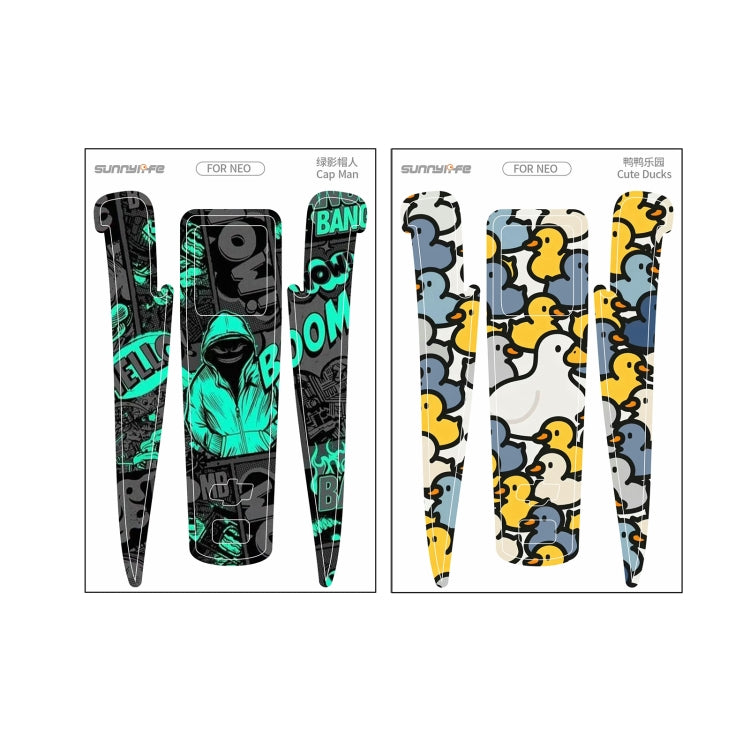 For DJI Neo 2pcs Combo Drone Body Protective Stickers(Green Hat Man + Cute Ducks) - free shipping - PMC TechLife - Order now!