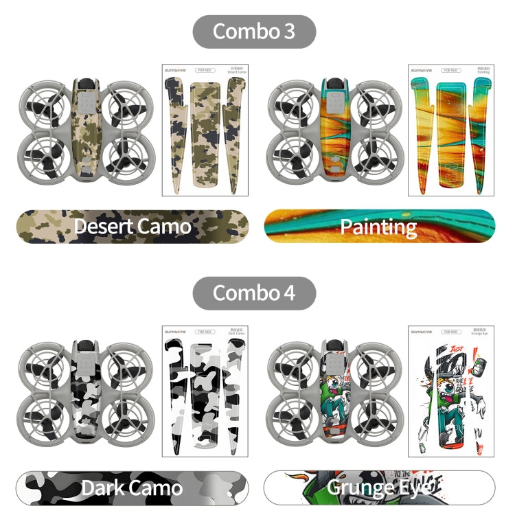 For DJI Neo 2pcs Combo Drone Body Protective Stickers(Dark Camo + Grunge Eyes) - free shipping - PMC TechLife - Order now!
