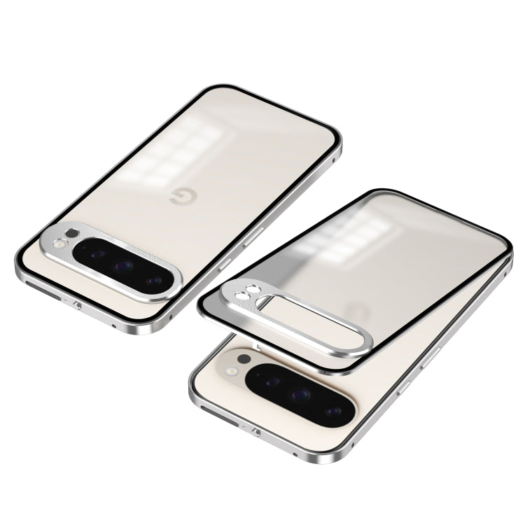 For Google Pixel 9 Pro XL Snap Buckle Metal Frame Frosted Phone Case(Silver) - Google Cases by PMC TechLife | Online Shopping South Africa | PMC TechLife | Buy Now Pay Later Mobicred