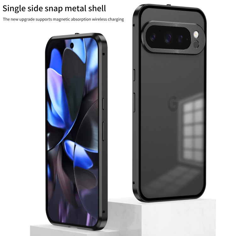 For Google Pixel 9 / 9 Pro Snap Buckle Metal Frame Frosted Phone Case(Silver) - Google Cases by PMC TechLife | Online Shopping South Africa | PMC TechLife | Buy Now Pay Later Mobicred
