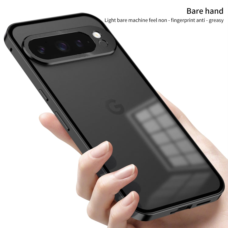 For Google Pixel 9 Pro XL Snap Buckle Metal Frame Frosted Phone Case(Silver) - Google Cases by PMC TechLife | Online Shopping South Africa | PMC TechLife | Buy Now Pay Later Mobicred