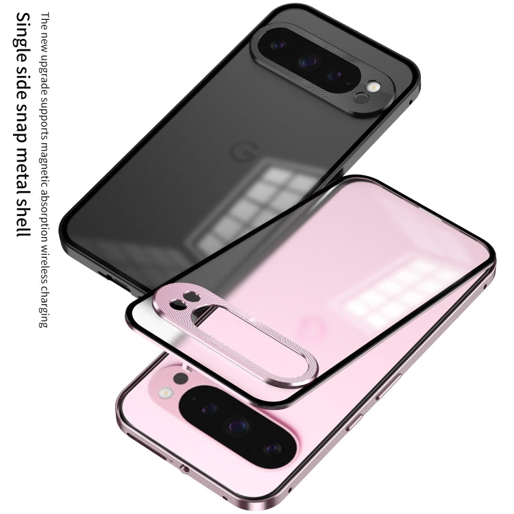 For Google Pixel 9 / 9 Pro Snap Buckle Metal Frame Frosted Phone Case(Blue) - Google Cases by PMC TechLife | Online Shopping South Africa | PMC TechLife | Buy Now Pay Later Mobicred