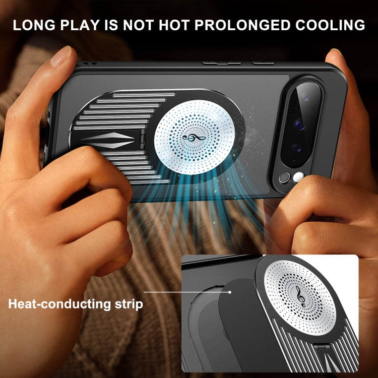 For Google Pixel 9 / 9 Pro Heat Dissipation Aromatherapy MagSafe Holder Phone Case(Black) - Google Cases by PMC TechLife | Online Shopping South Africa | PMC TechLife | Buy Now Pay Later Mobicred