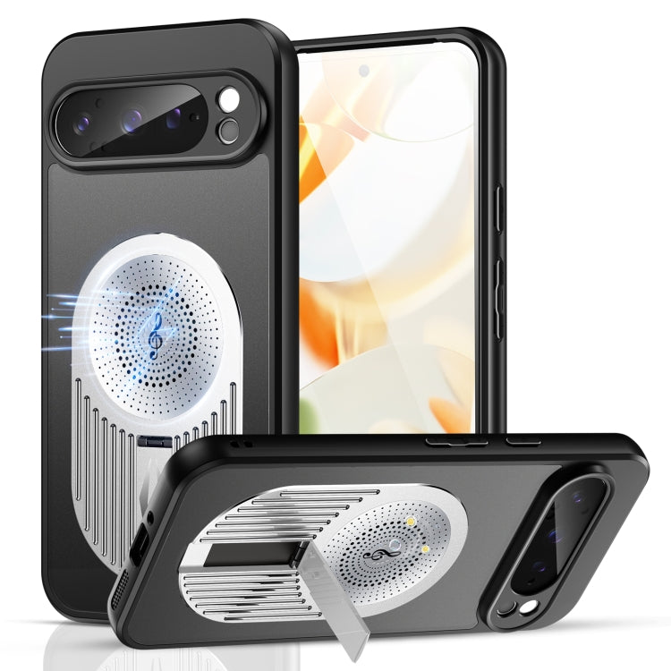 For Google Pixel 9 Pro XL Heat Dissipation Aromatherapy MagSafe Holder Phone Case(Silver) - Google Cases by PMC TechLife | Online Shopping South Africa | PMC TechLife | Buy Now Pay Later Mobicred