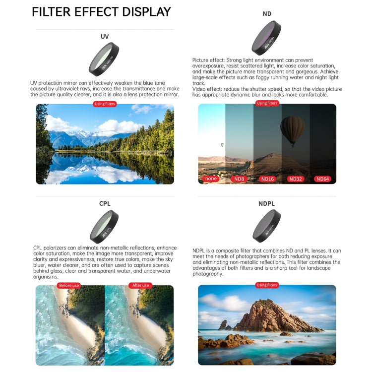 For DJI Neo JSR KB Series Drone Lens Filter, Filter:6 in 1 ND8-64 CPL STAR - free shipping - PMC TechLife - Order now!