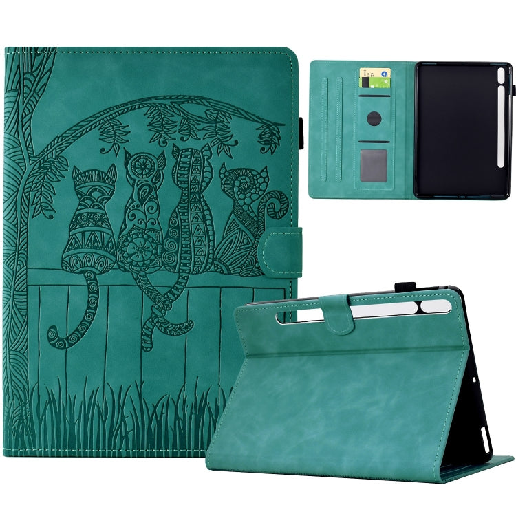 For Samsung Galaxy Tab S9 / S9 FE Cats Embossed Leather Smart Tablet Case(Light Blue) - free shipping - PMC Jewellery - Order now!
