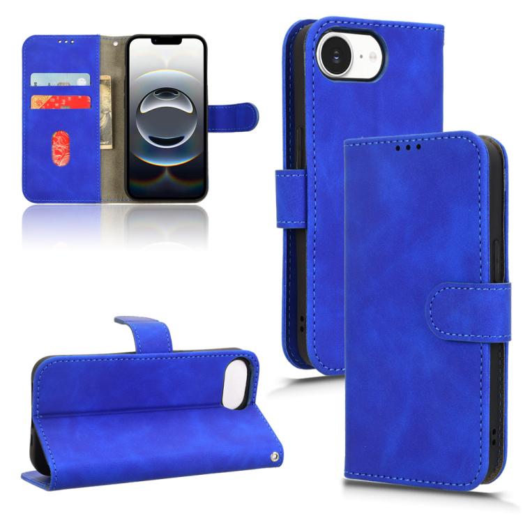 For iPhone 16e Skin Feel Magnetic Flip Leather Phone Case(Blue) - iPhone 16e Cases by PMC TechLife | Online Shopping South Africa | PMC TechLife | Buy Now Pay Later Mobicred