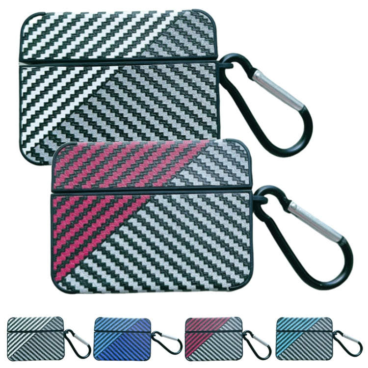 For AirPods Pro Carbon Fibre Texture PU Earbuds Box PC Case with Hook(Sky Blue) - For AirPods Pro by PMC Jewellery | Online Shopping South Africa | PMC Jewellery | Buy Now Pay Later Mobicred