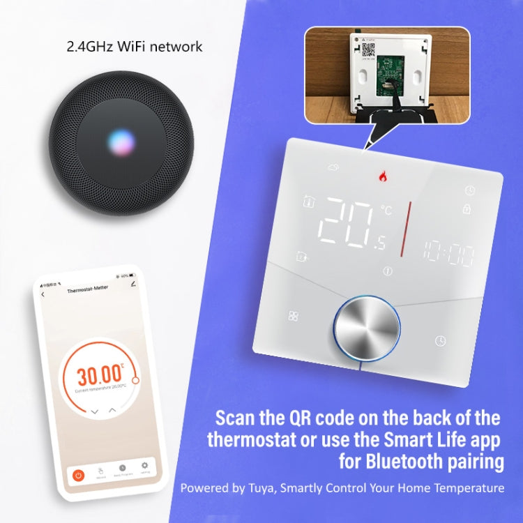 BHT-009GALW-MT Water Heating WiFi Smart Home LED Thermostat with Matter(White) - Thermostat & Thermometer by PMC Jewellery | Online Shopping South Africa | PMC Jewellery | Buy Now Pay Later Mobicred