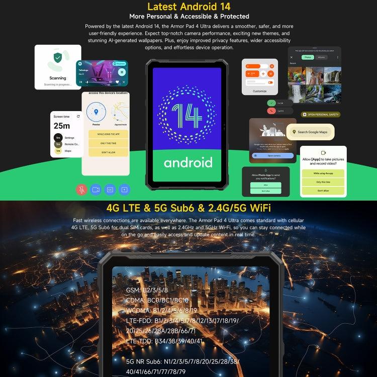 Ulefone Armor Pad 4 Ultra Thermal Version Rugged Tablet, 8GB+256GB, 10.36 inch Android 14 MediaTek Dimensity 6300 Octa Core 5G Network, EU Plug(Black) - free shipping - PMC Jewellery - Order now!