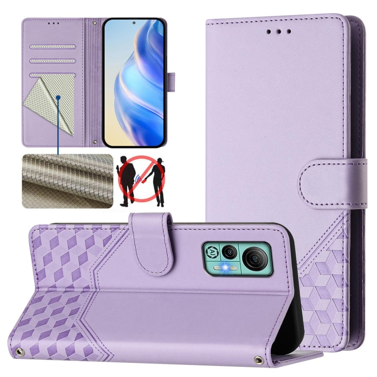 For Ulefone Note 14 Honeycomb Embossing RFID Leather Phone Case(Light Purple) - free shipping - PMC Jewellery - Order now!