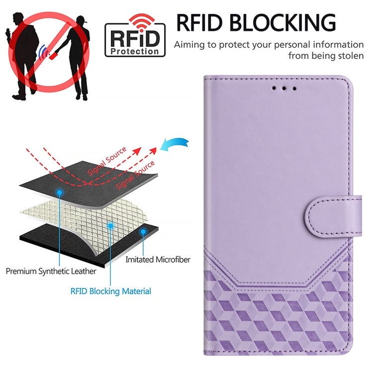 For Ulefone Note 14 Honeycomb Embossing RFID Leather Phone Case(Light Purple) - free shipping - PMC Jewellery - Order now!