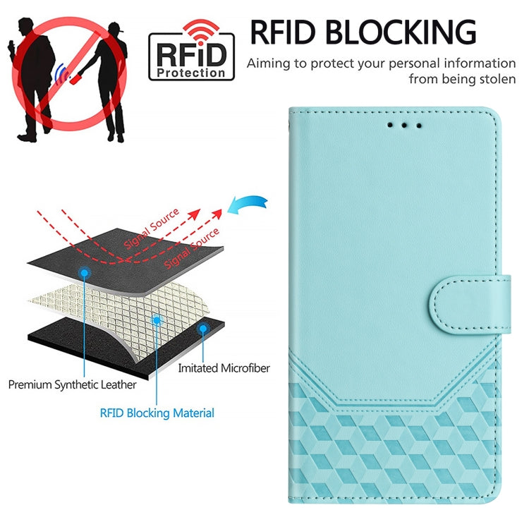 For Ulefone Note 18 Ultra Honeycomb Embossing RFID Leather Phone Case(Mint Green) - Ulefone Cases by PMC Jewellery | Online Shopping South Africa | PMC Jewellery | Buy Now Pay Later Mobicred