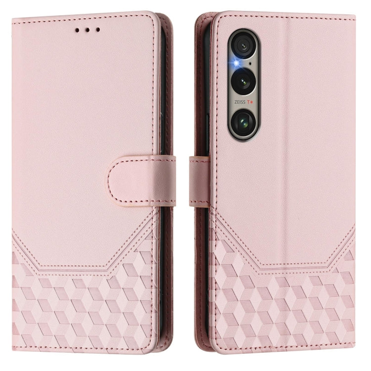 For Sony Xperia 1 VI 2024 Honeycomb Embossing RFID Leather Phone Case(Pink) - Sony Cases by PMC Jewellery | Online Shopping South Africa | PMC Jewellery | Buy Now Pay Later Mobicred