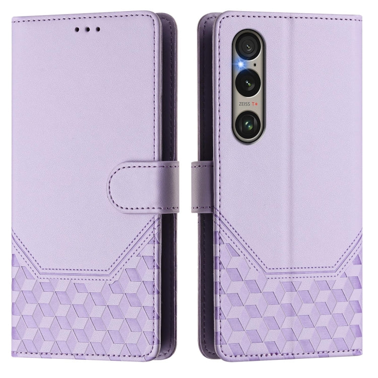 For Sony Xperia 1 VI 2024 Honeycomb Embossing RFID Leather Phone Case(Light Purple) - free shipping - PMC Jewellery - Order now!