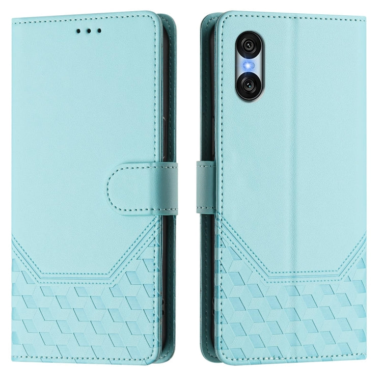 For Sony Xperia 10 VI 2024 Honeycomb Embossing RFID Leather Phone Case(Mint Green) - Sony Cases by PMC Jewellery | Online Shopping South Africa | PMC Jewellery | Buy Now Pay Later Mobicred