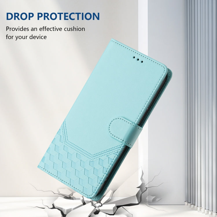 For Sony Xperia 10 VI 2024 Honeycomb Embossing RFID Leather Phone Case(Mint Green) - Sony Cases by PMC Jewellery | Online Shopping South Africa | PMC Jewellery | Buy Now Pay Later Mobicred