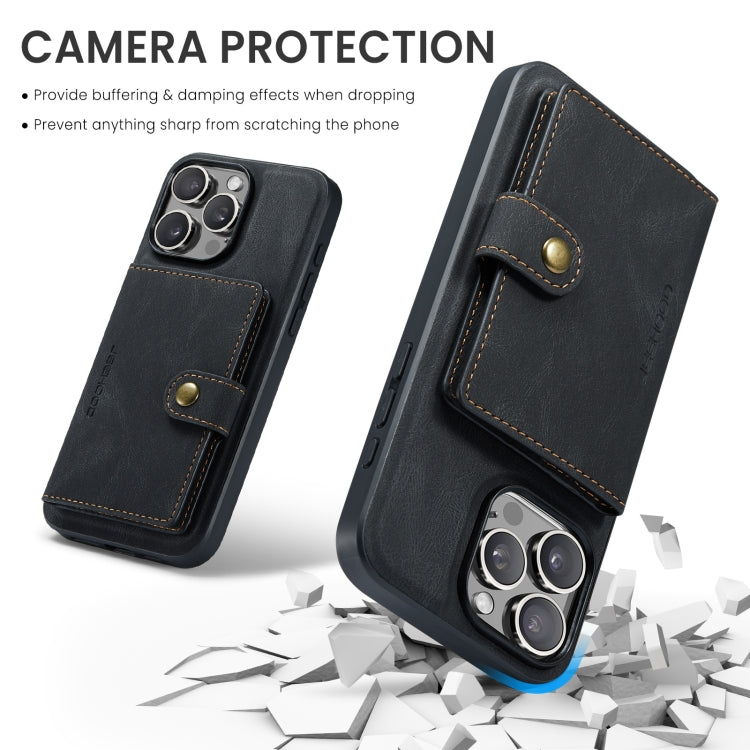 For iPhone 16 Pro Max JEEHOOD J01 Retro Magnetic Detachable Wallet Phone Case(Black) - free shipping - PMC Jewellery - Order now!