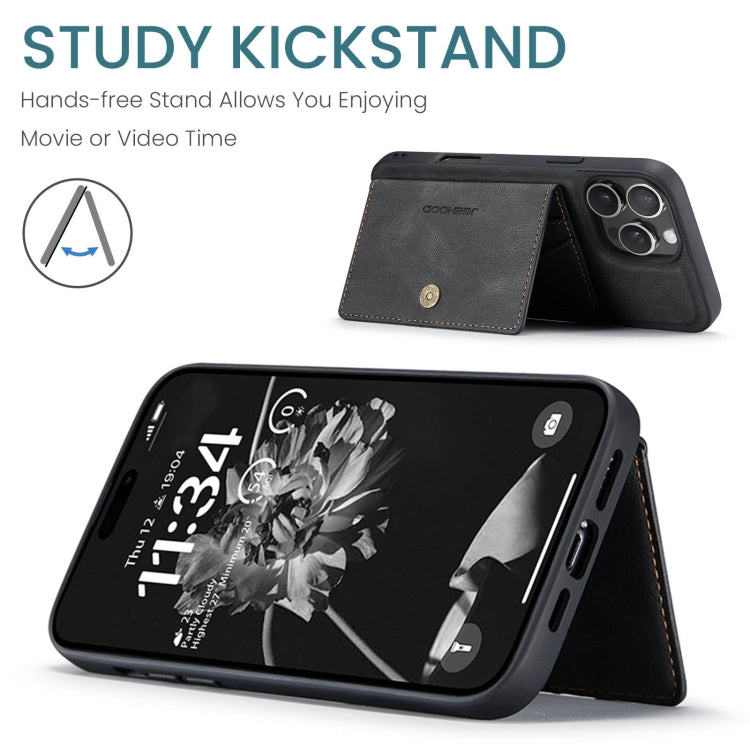 For iPhone 16 Pro Max JEEHOOD J01 Retro Magnetic Detachable Wallet Phone Case(Black) - free shipping - PMC Jewellery - Order now!