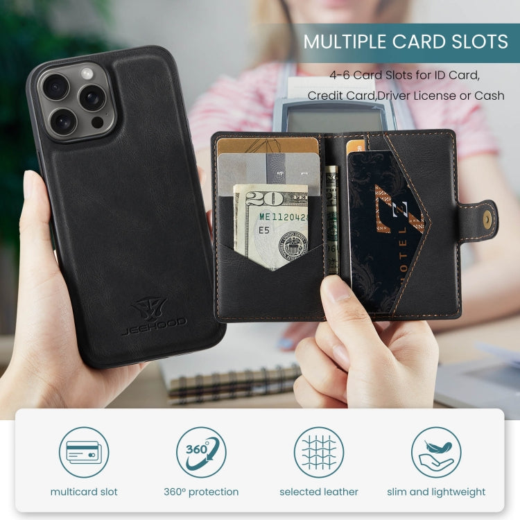For iPhone 16 Pro Max JEEHOOD J01 Retro Magnetic Detachable Wallet Phone Case(Black) - free shipping - PMC Jewellery - Order now!