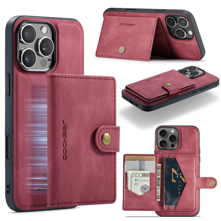 For iPhone 16 Pro Max JEEHOOD J01 Retro Magnetic Detachable Wallet Phone Case(Red) - free shipping - PMC Jewellery - Order now!