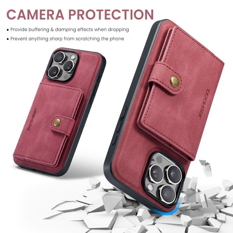 For iPhone 16 Pro Max JEEHOOD J01 Retro Magnetic Detachable Wallet Phone Case(Red) - free shipping - PMC Jewellery - Order now!