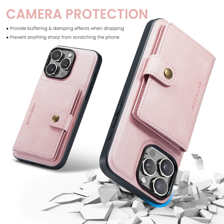 For iPhone 16 Pro Max JEEHOOD J01 Retro Magnetic Detachable Wallet Phone Case(Pink) - free shipping - PMC Jewellery - Order now!
