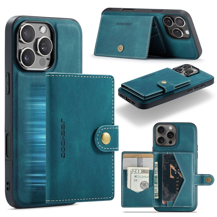 For iPhone 16 Pro JEEHOOD J01 Retro Magnetic Detachable Wallet Phone Case(Blue) - free shipping - PMC Jewellery - Order now!
