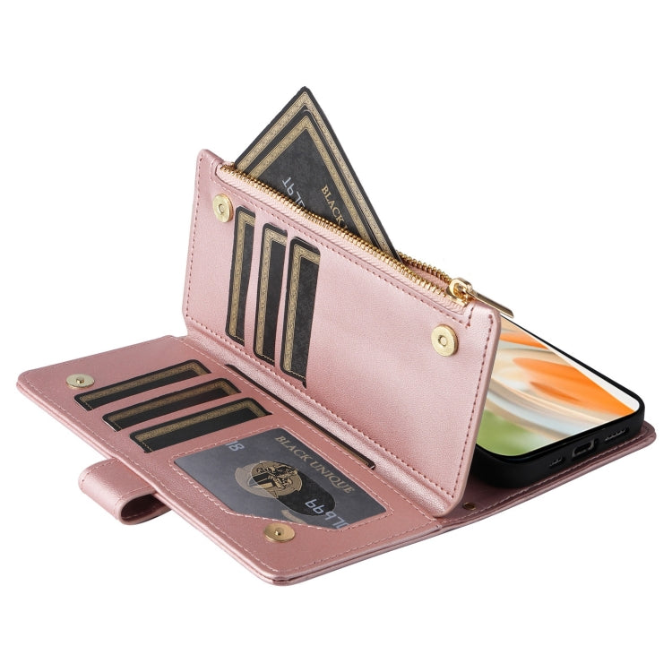 For Google Pixel 9 / 9 Pro Crossbody Zipper Wallet Rhombus Leather Phone Case(Rose Gold) - Google Cases by PMC TechLife | Online Shopping South Africa | PMC TechLife | Buy Now Pay Later Mobicred