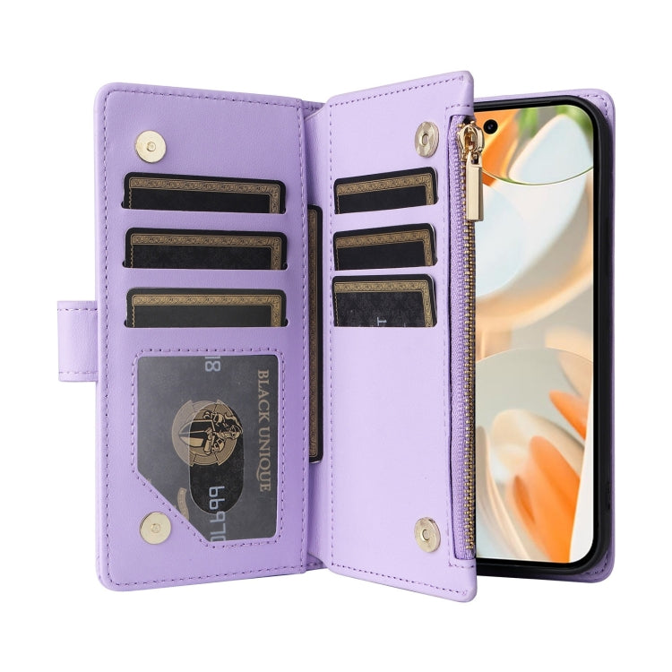 For Google Pixel 9 / 9 Pro Crossbody Zipper Wallet Rhombus Leather Phone Case(Purple) - Google Cases by PMC TechLife | Online Shopping South Africa | PMC TechLife | Buy Now Pay Later Mobicred