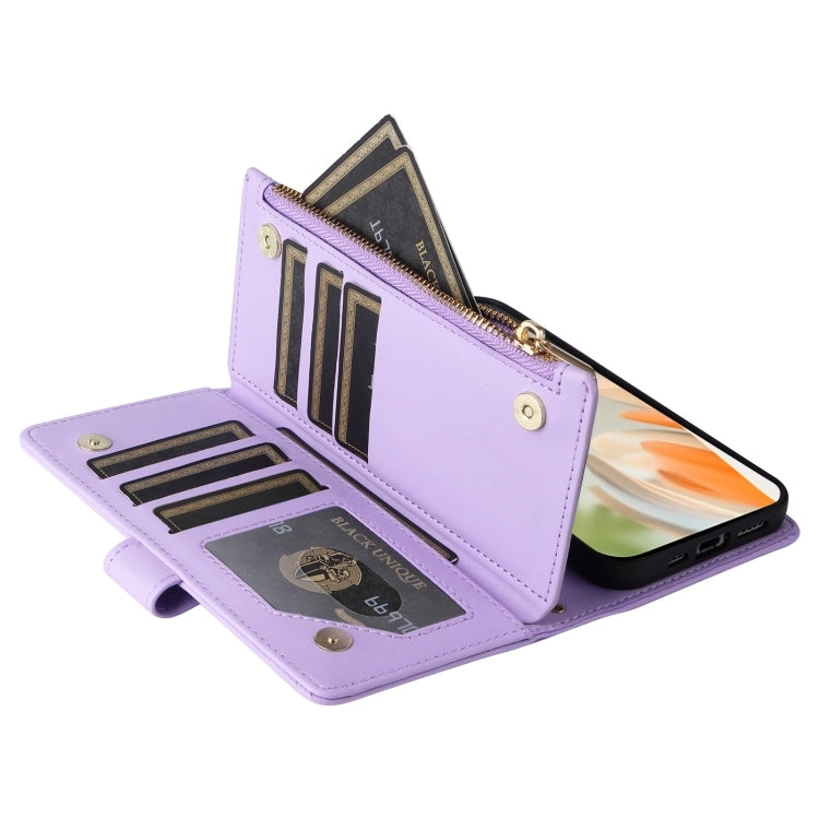 For Google Pixel 9 / 9 Pro Crossbody Zipper Wallet Rhombus Leather Phone Case(Purple) - Google Cases by PMC TechLife | Online Shopping South Africa | PMC TechLife | Buy Now Pay Later Mobicred