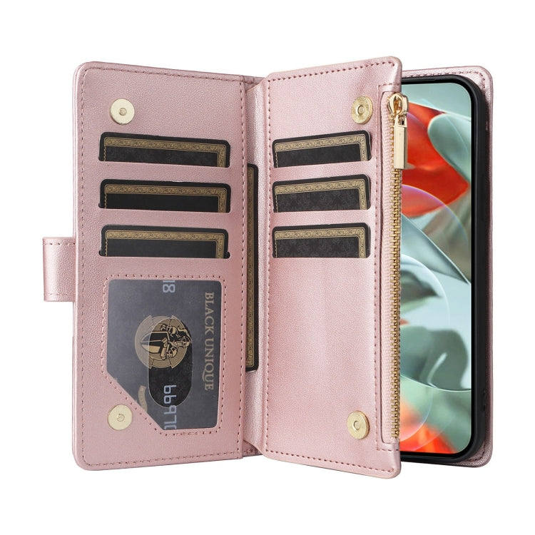 For Google Pixel 9 Pro XL Crossbody Zipper Wallet Rhombus Leather Phone Case(Rose Gold) - Google Cases by PMC TechLife | Online Shopping South Africa | PMC TechLife | Buy Now Pay Later Mobicred