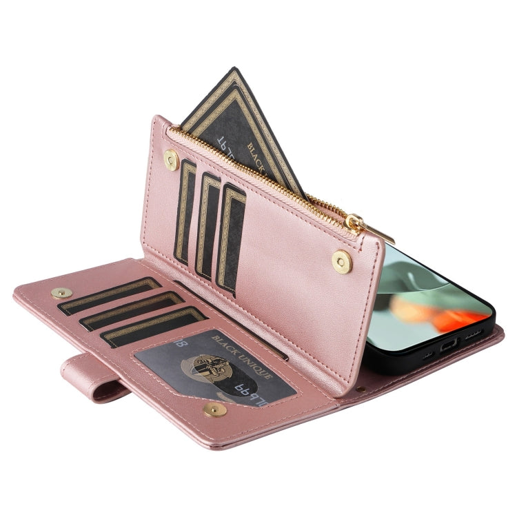 For Google Pixel 9 Pro XL Crossbody Zipper Wallet Rhombus Leather Phone Case(Rose Gold) - Google Cases by PMC TechLife | Online Shopping South Africa | PMC TechLife | Buy Now Pay Later Mobicred