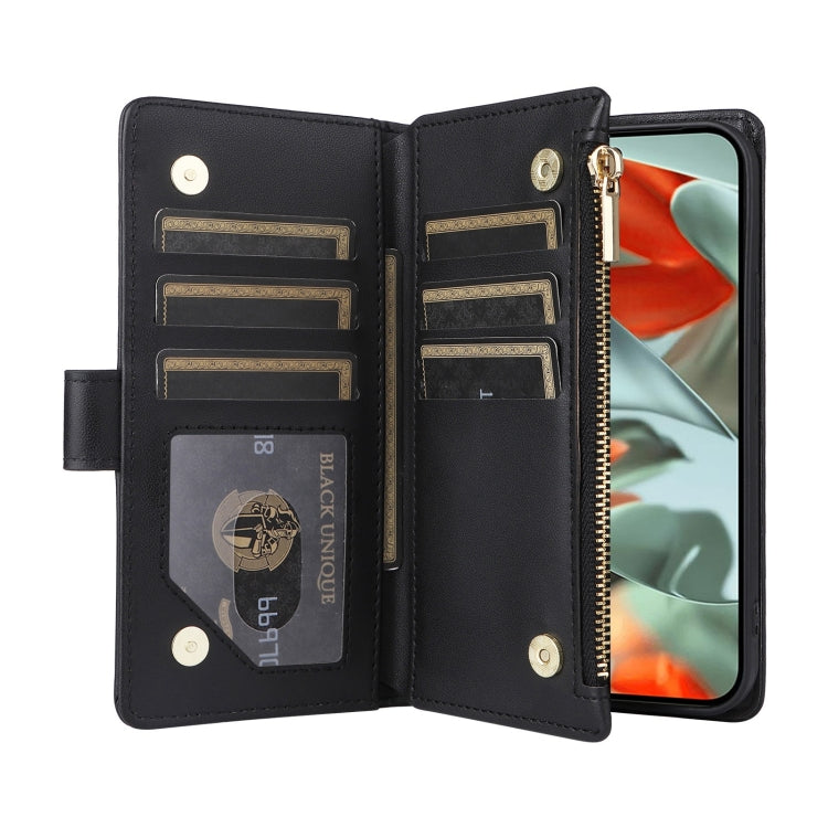 For Google Pixel 9 Pro XL Crossbody Zipper Wallet Rhombus Leather Phone Case(Black) - Google Cases by PMC TechLife | Online Shopping South Africa | PMC TechLife | Buy Now Pay Later Mobicred