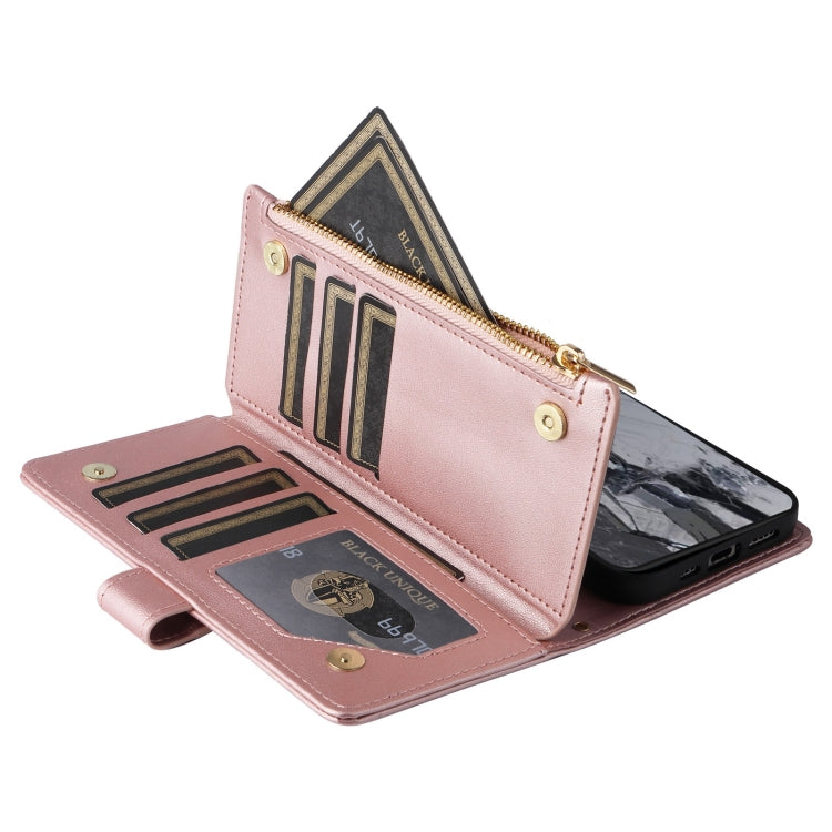For Google Pixel 8 Pro Crossbody Zipper Wallet Rhombus Leather Phone Case(Rose Gold) - free shipping - PMC TechLife - Order now!