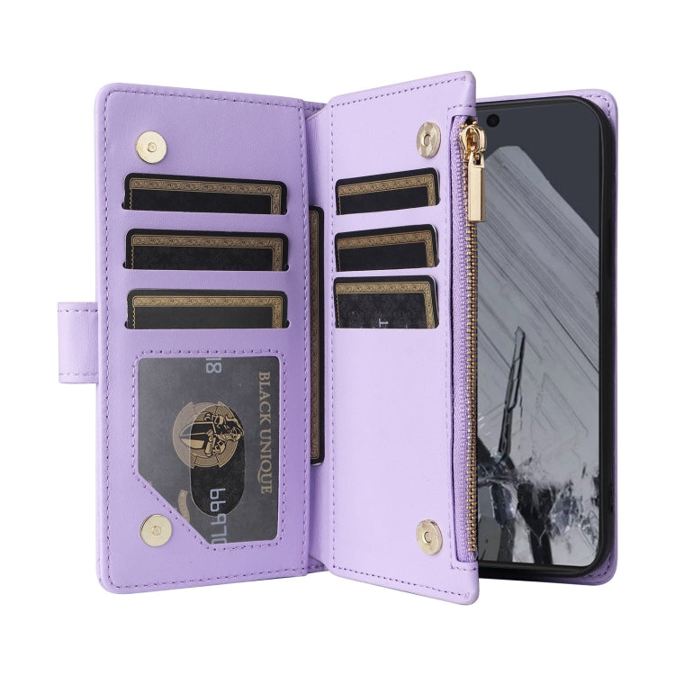 For Google Pixel 8 Pro Crossbody Zipper Wallet Rhombus Leather Phone Case(Purple) - Google Cases by PMC TechLife | Online Shopping South Africa | PMC TechLife | Buy Now Pay Later Mobicred
