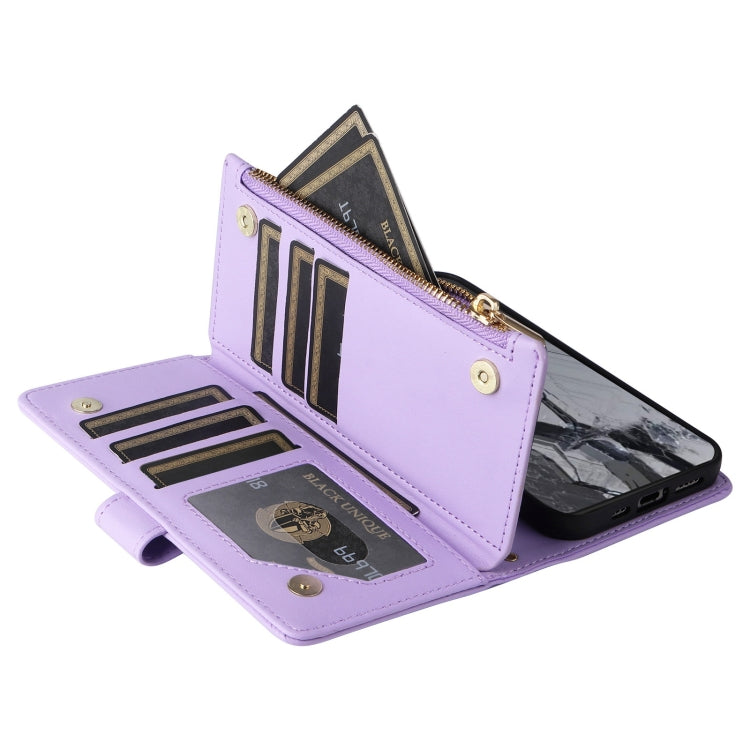 For Google Pixel 8 Pro Crossbody Zipper Wallet Rhombus Leather Phone Case(Purple) - Google Cases by PMC TechLife | Online Shopping South Africa | PMC TechLife | Buy Now Pay Later Mobicred