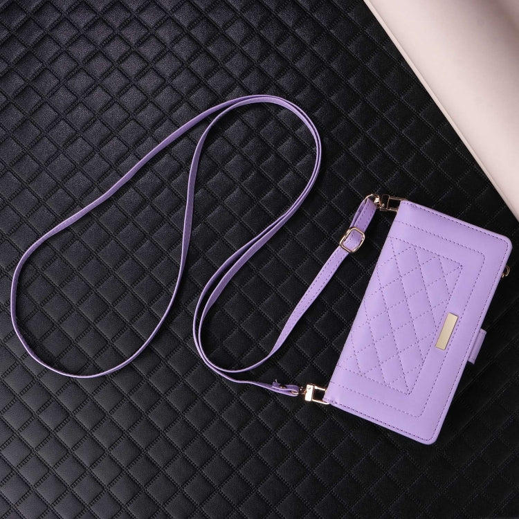 For Google Pixel 8a Crossbody Zipper Wallet Rhombus Leather Phone Case(Purple) - free shipping - PMC TechLife - Order now!