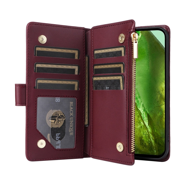 For Google Pixel 8a Crossbody Zipper Wallet Rhombus Leather Phone Case(Wine Red) - Google Cases by PMC TechLife | Online Shopping South Africa | PMC TechLife | Buy Now Pay Later Mobicred