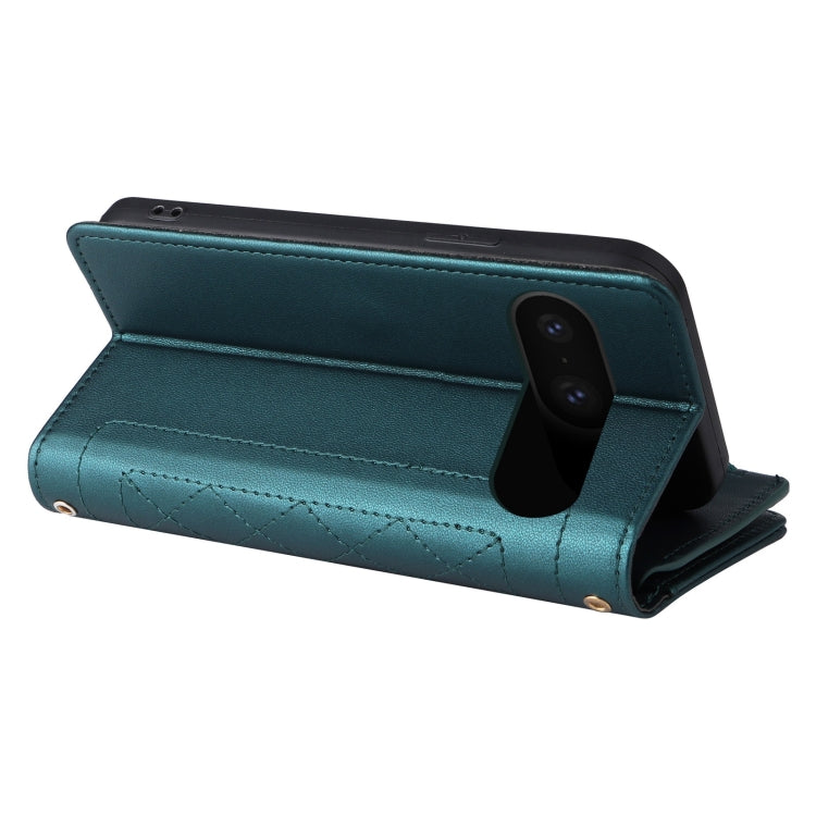 For Google Pixel 8 Crossbody Zipper Wallet Rhombus Leather Phone Case(Green) - Google Cases by PMC TechLife | Online Shopping South Africa | PMC TechLife | Buy Now Pay Later Mobicred