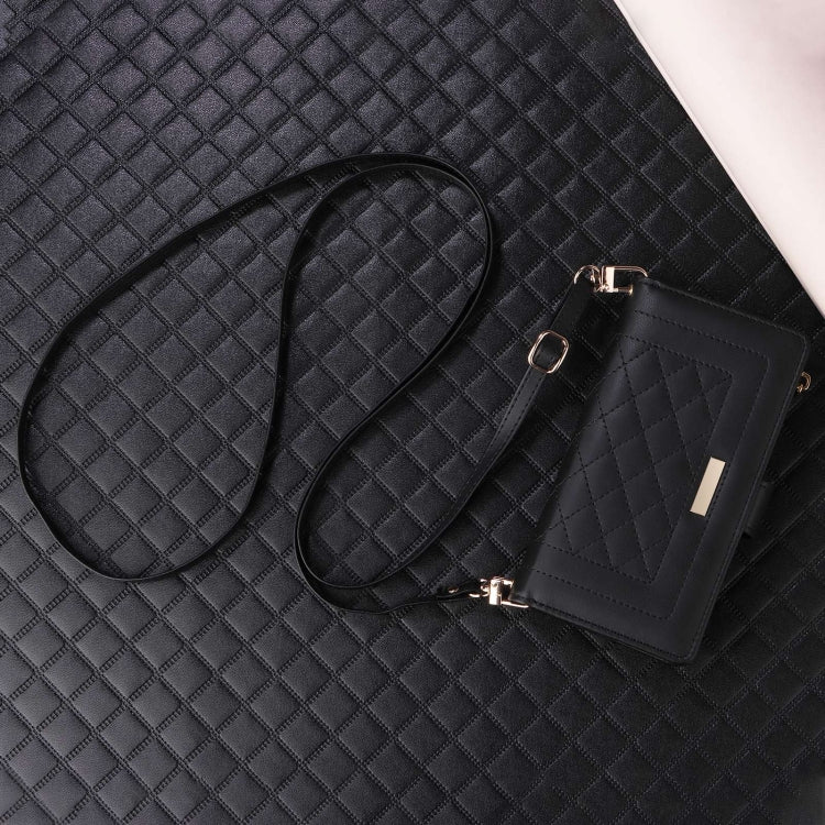 For Google Pixel 7 Crossbody Zipper Wallet Rhombus Leather Phone Case(Black) - Google Cases by PMC TechLife | Online Shopping South Africa | PMC TechLife | Buy Now Pay Later Mobicred
