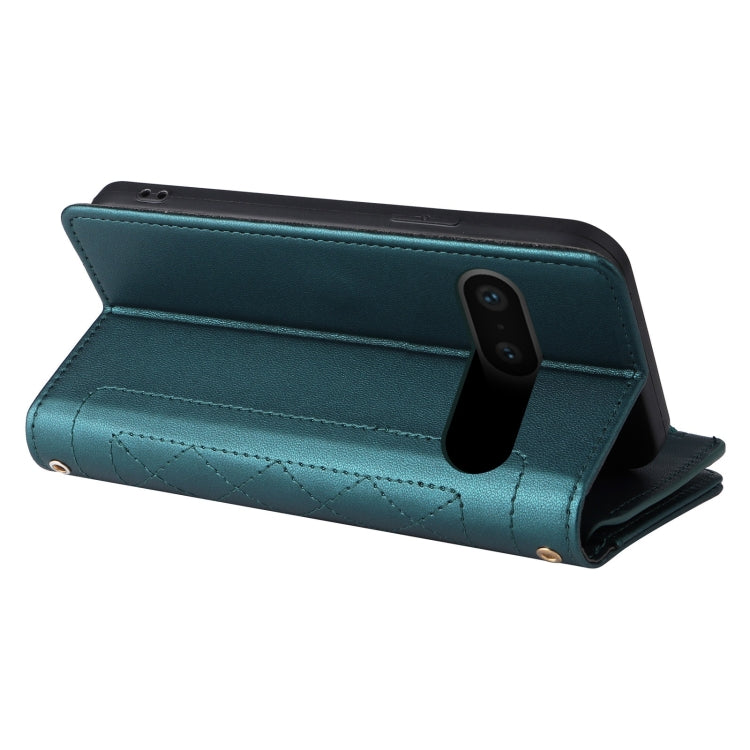 For Google Pixel 7 Crossbody Zipper Wallet Rhombus Leather Phone Case(Green) - Google Cases by PMC TechLife | Online Shopping South Africa | PMC TechLife | Buy Now Pay Later Mobicred